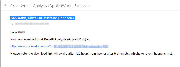 confirmation email from ejunkie